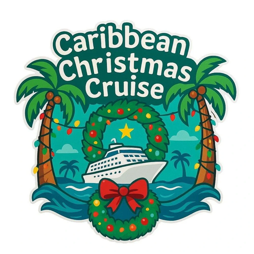 Caribbean Christmas Cruise Magnet Set Tropical Wreath Door Decor Includes 4‎